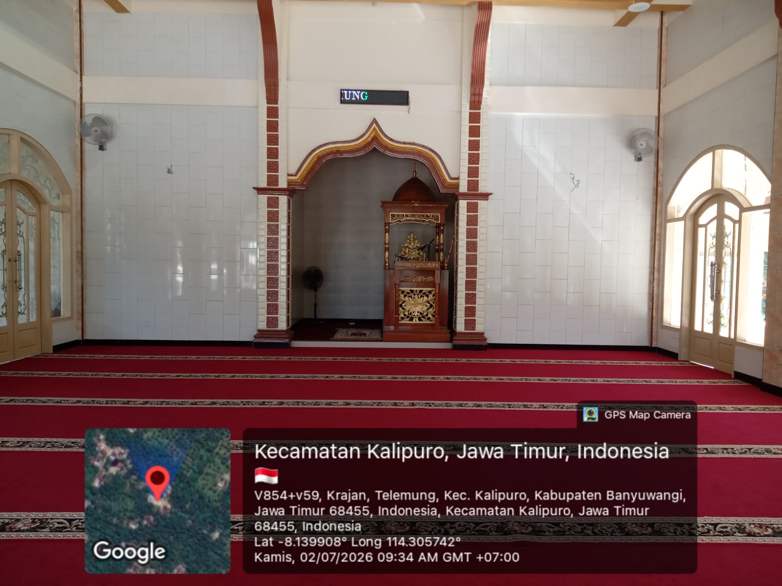 Foto Dalam Masjid (Mimbar/Mihrab) — NURUL HIDAYAH, Telemung, Kalipuro