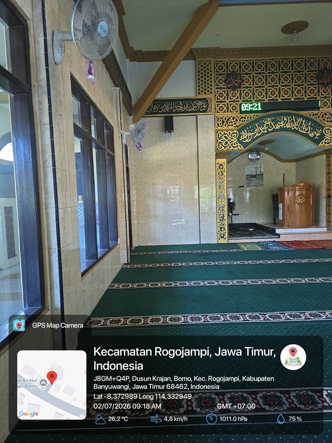 Foto Dalam Masjid (Mimbar/Mihrab) — AN-NUR, Bomo, Blimbingsari