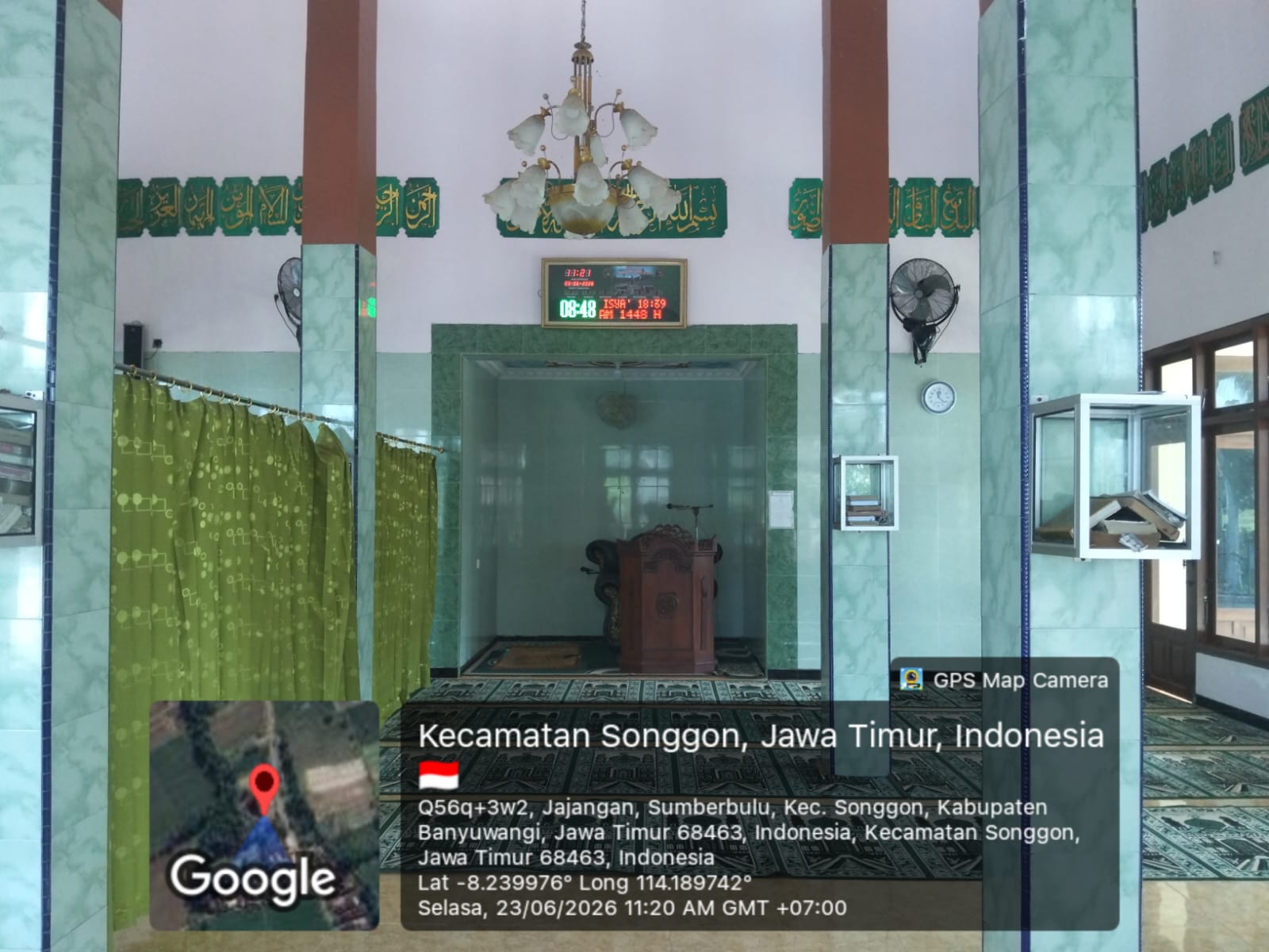 Foto Dalam Masjid (Mimbar/Mihrab) — BAITUL GHOFUR, Sumberbulu, Songgon
