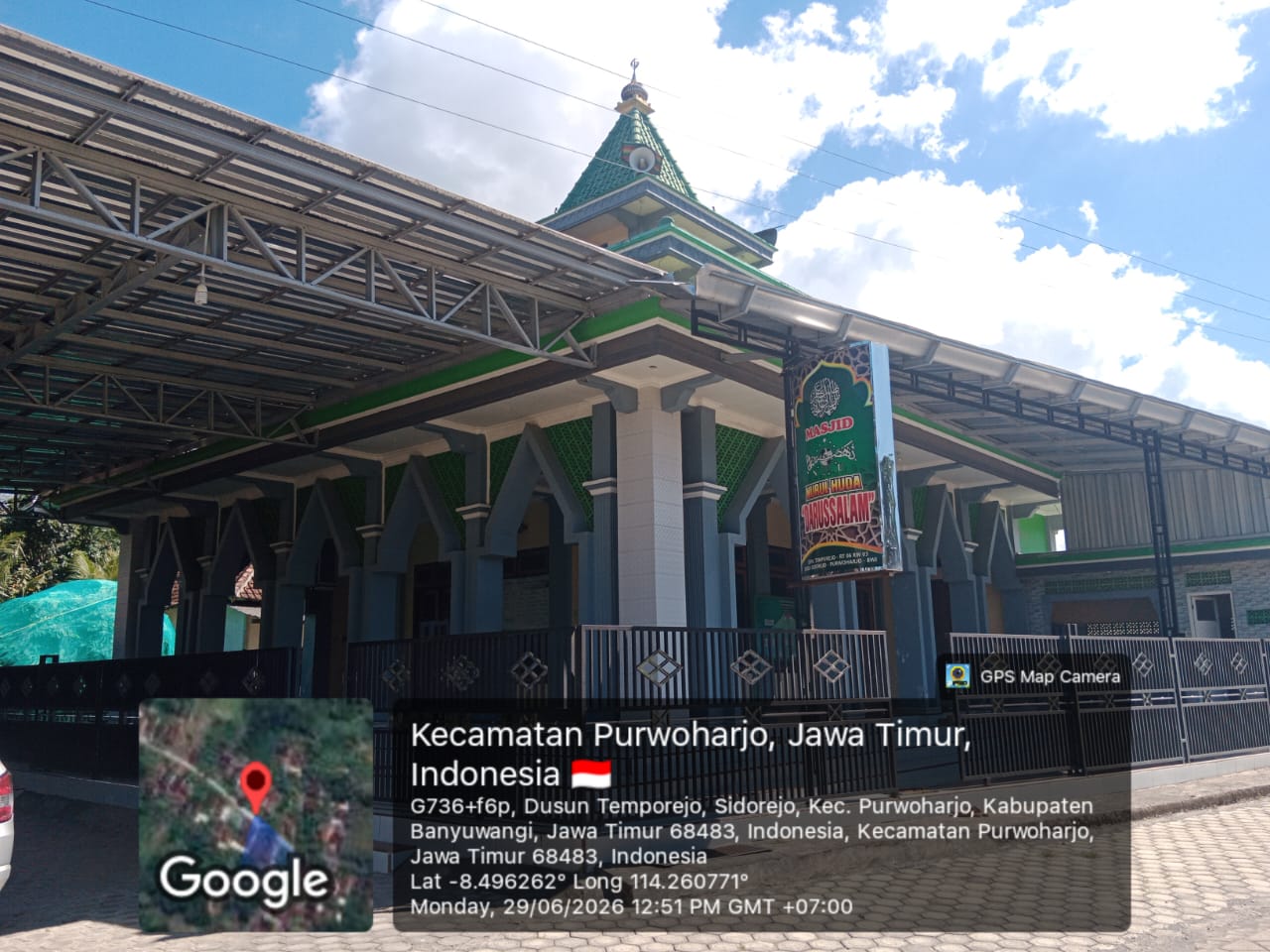 Foto Depan Masjid & Papan Nama — NURUL HUDA DARUSSALAM, Sidorejo, Purwoharjo