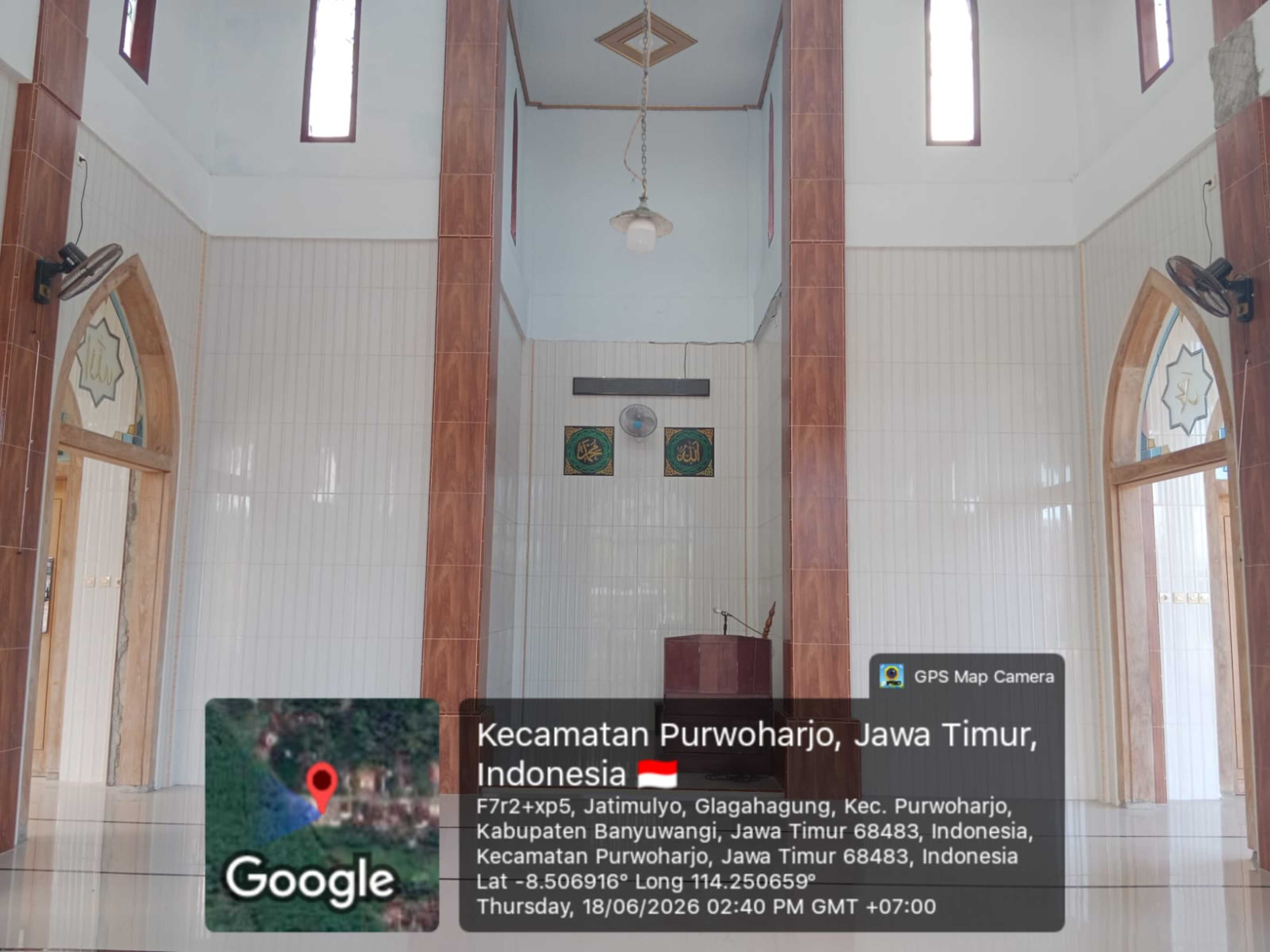 Foto Dalam Masjid (Mimbar/Mihrab) — JAMI' NU DARUL AMIN, Glagahagung, Purwoharjo
