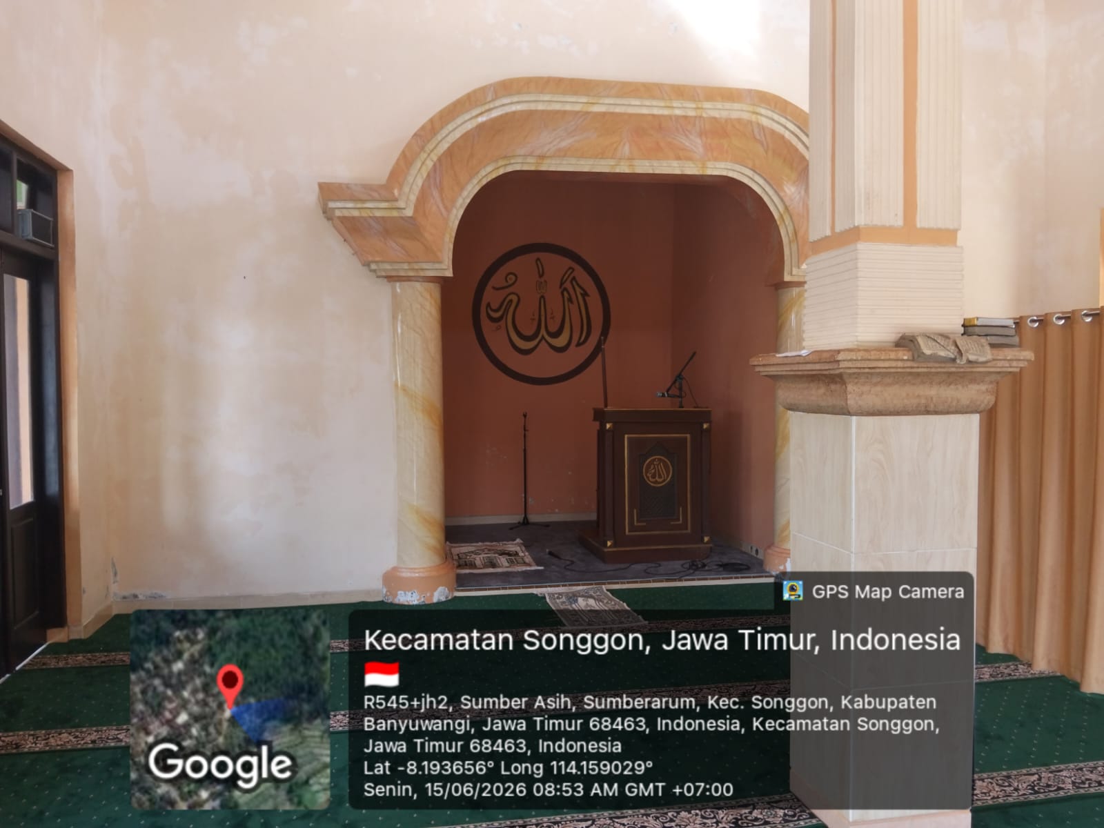 Foto Dalam Masjid (Mimbar/Mihrab) — BAITURROHMAN, Sumberarum, Songgon
