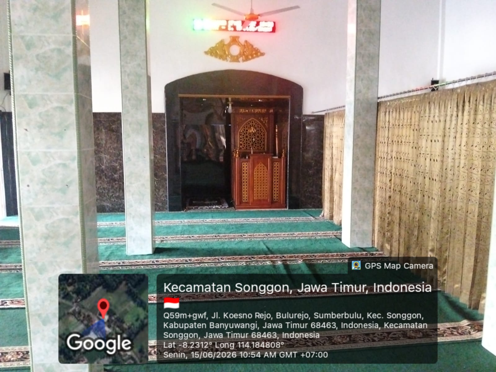 Foto Dalam Masjid (Mimbar/Mihrab) — BAITUL MUHTADIN, Sumberbulu, Songgon