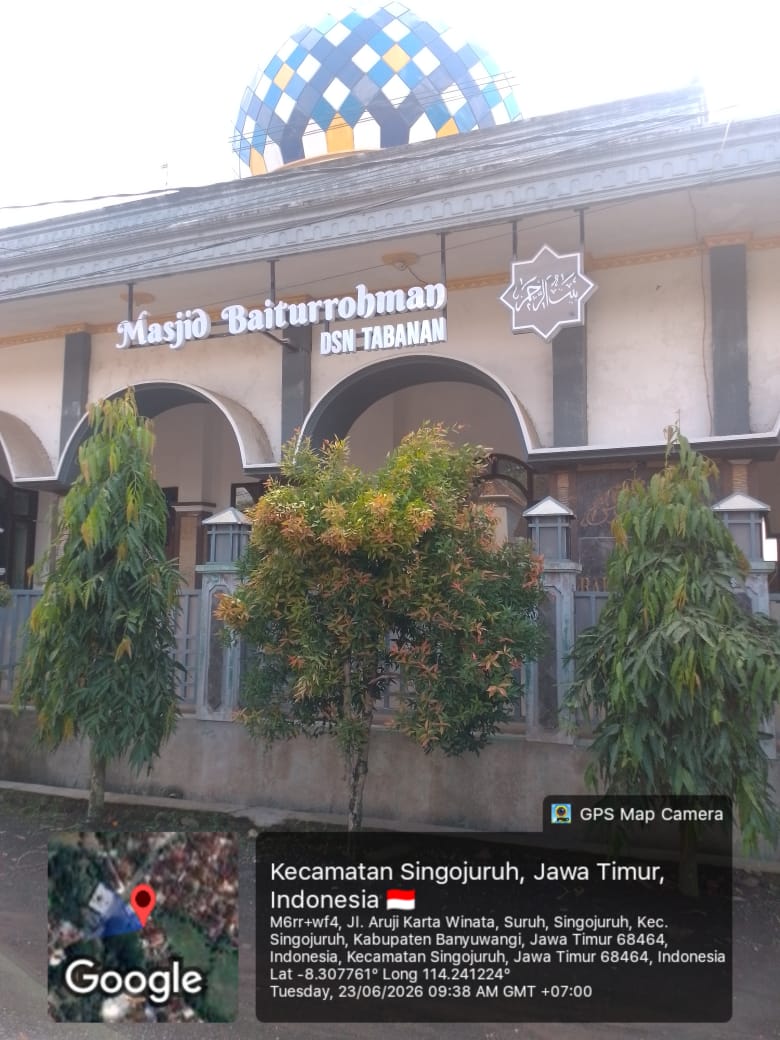 Foto Depan Masjid & Papan Nama — BAITURROHMAN, Benelan Kidul, Singojuruh