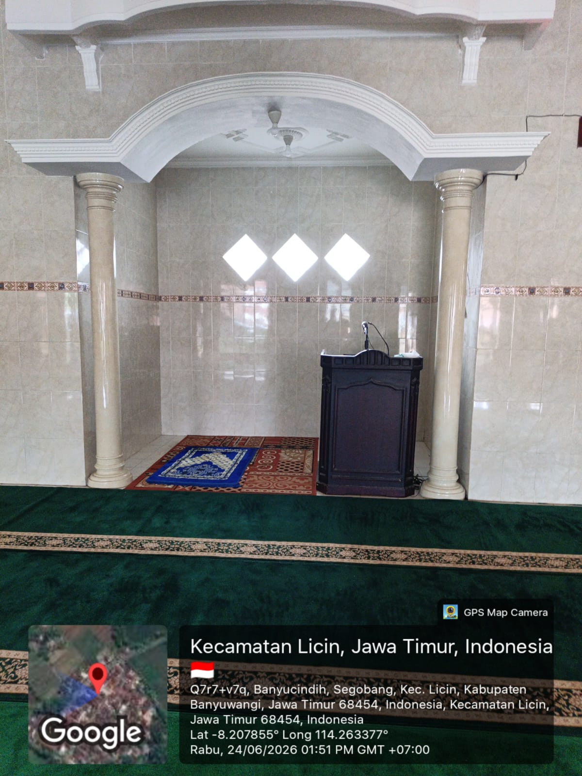 Foto Dalam Masjid (Mimbar/Mihrab) — ROUDLOTUL HASANAH, Segobang, Licin