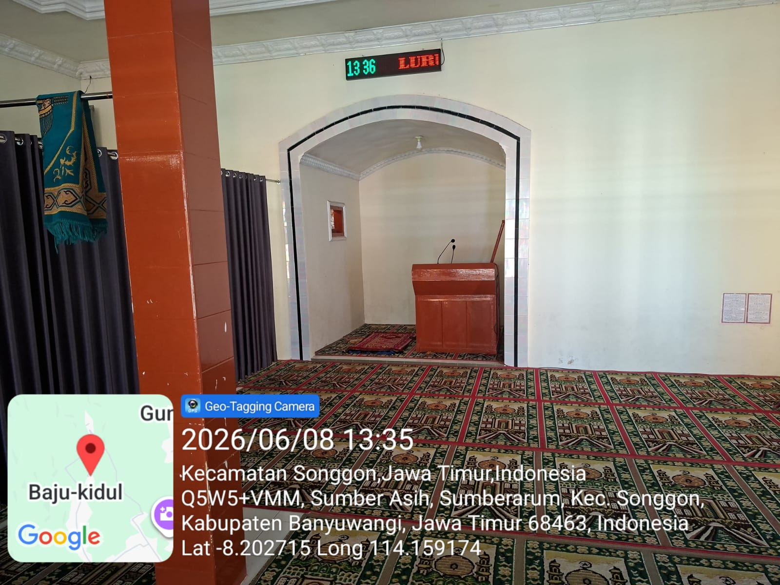Foto Dalam Masjid (Mimbar/Mihrab) — Baitul Muhlisin, Sumberarum, Songgon